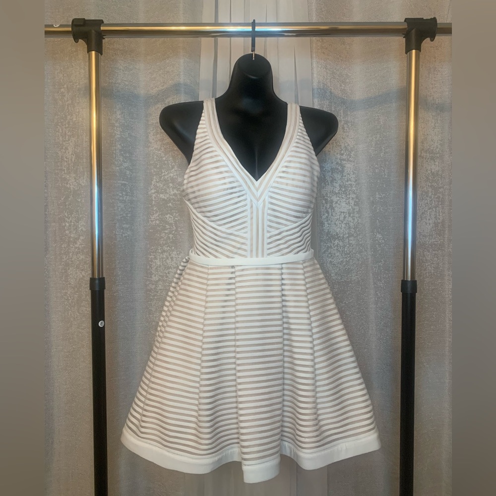 La Femme Semi Formal Striped Polyester Dress